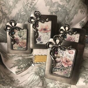 Elegant Silver Photo Frame Set with Floral Accents